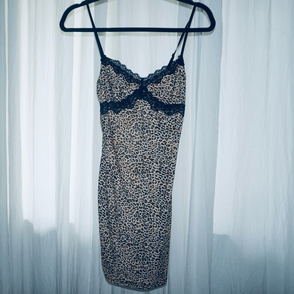 NEW Leopard Print Lace Trim Chemise